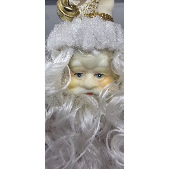 Vintage Porcelain Old World Santa Claus Face Head Jingle Bell Marble Ornament - Picture 3 of 15